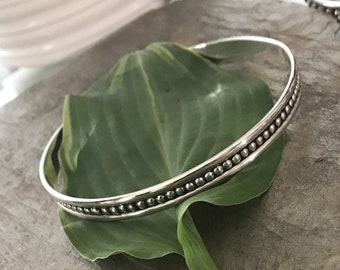 Sterling Silver Beaded Bangle Bracelet