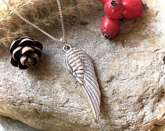 Sterling Silver 925 Single Angel Wing Necklace Pendant