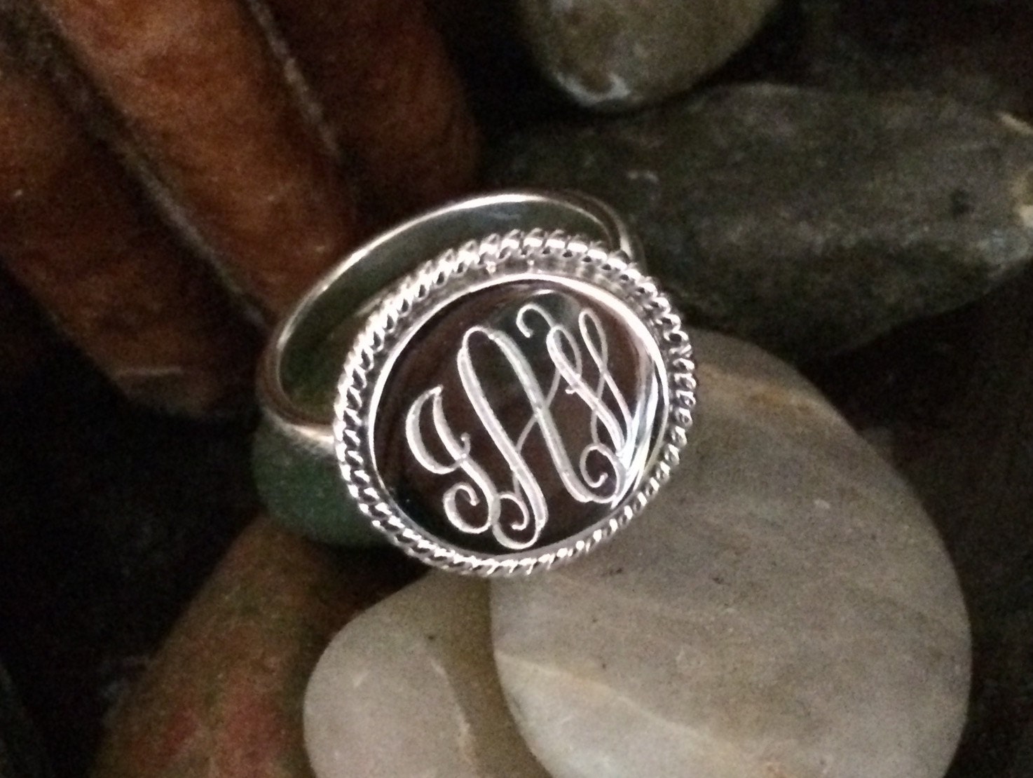 Sterling Silver Blank Reversible Monogram Ring, Silver Circle Signet Ring,  Monogram Jewelry, Round Monogram Ring, Sterling Flat Circle Ring