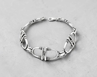 Sterling Silver Link Horse Equestrian Stirrup Link Bracelet