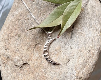 Sterling Silver Moon Phases Necklace or Pendant
