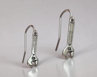 Sterling Silver Wrench Earrings
