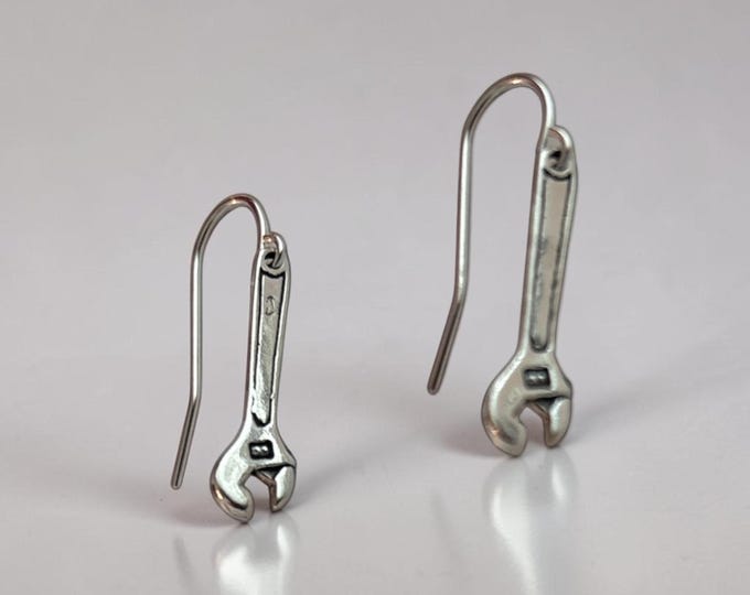 Sterling Silver Wrench Earrings