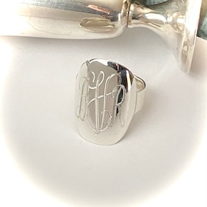 Sterling Silver Monogrammed Ring Oval