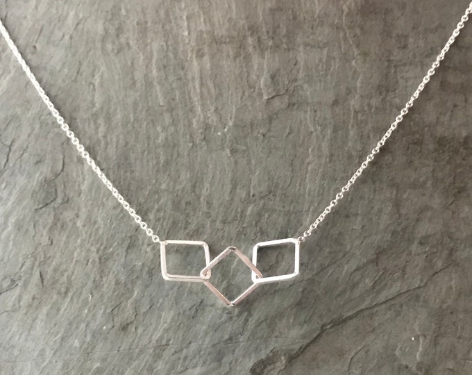 Sterling Silver Triple Square Necklace