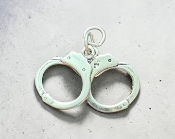 Sterling Silver Linked Handcuffs Charm Pendant