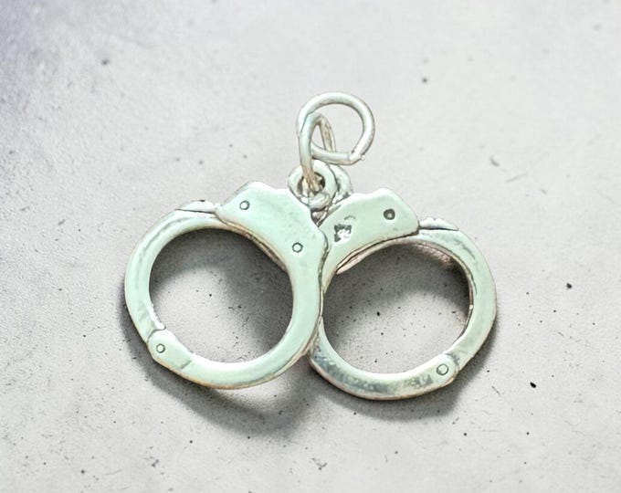 Sterling Silver Linked Handcuffs Charm Pendant