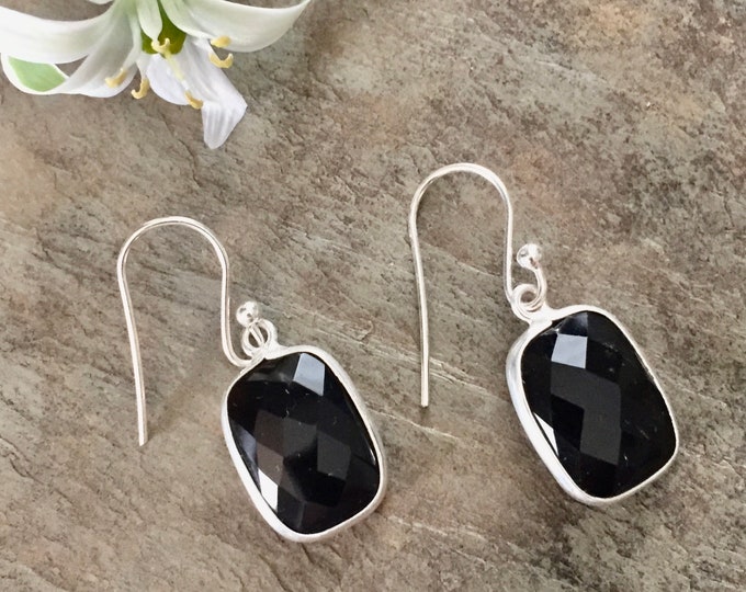 Sterling Silver Black Onyx and Sterling Earrings