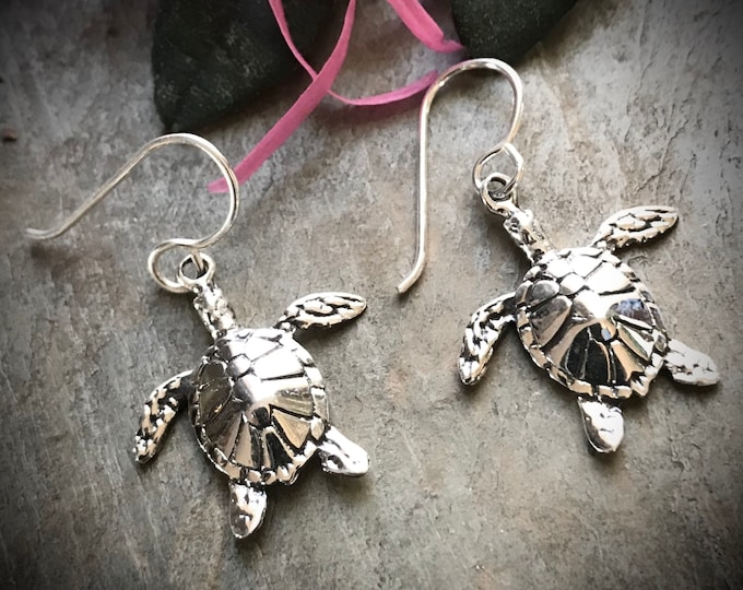 Sterling Silver Sea Turtle Earrings