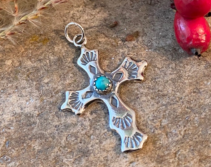 Sterling Silver Turquoise Cross Necklace