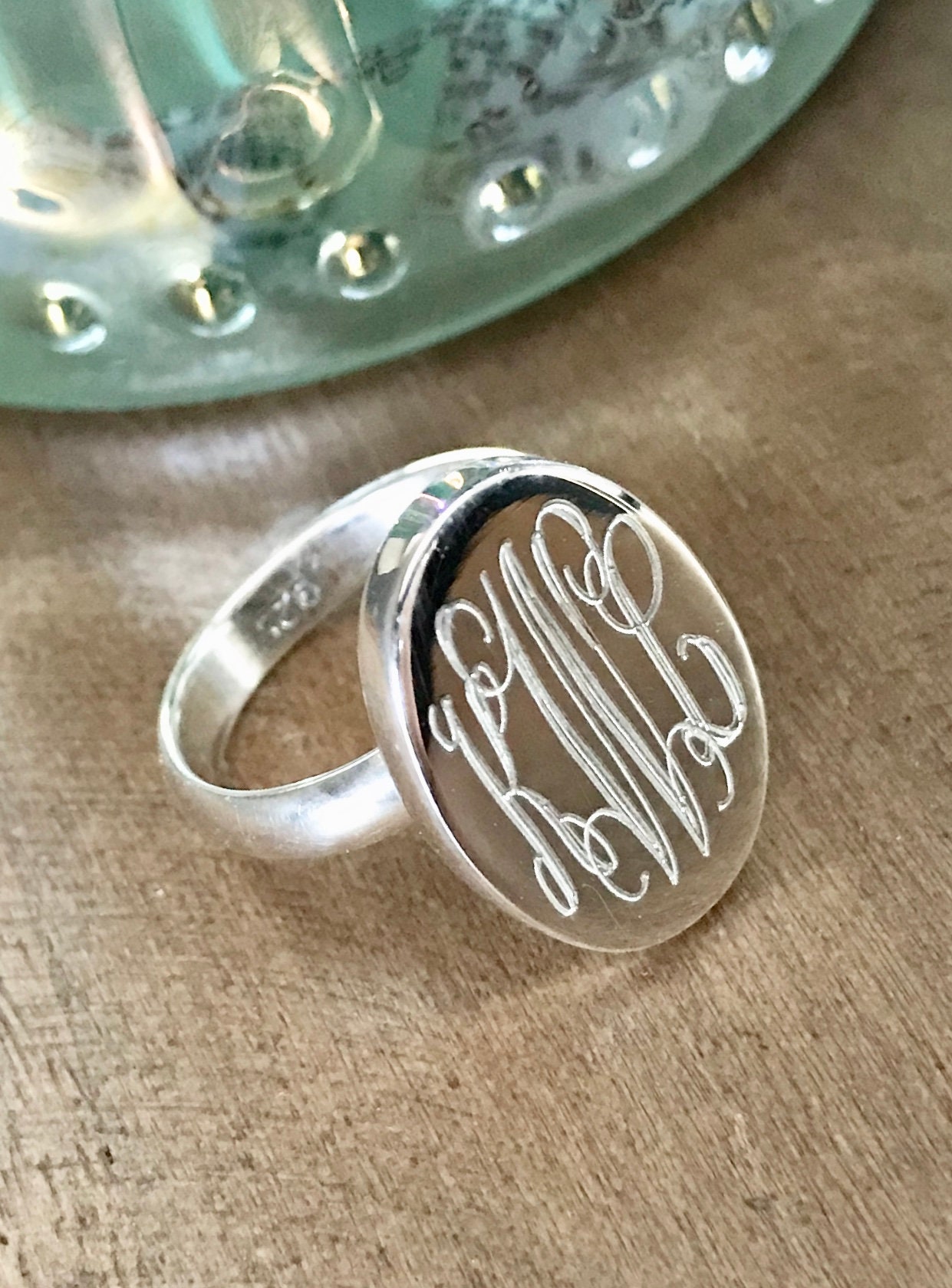 Monogrammed Silver Dome Ring - Hand Engraved, Morrison Smith Jewelers