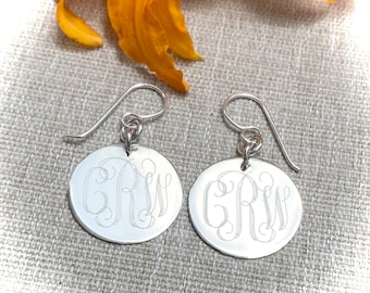 Sterling Silver Monogrammed Earrings Larger