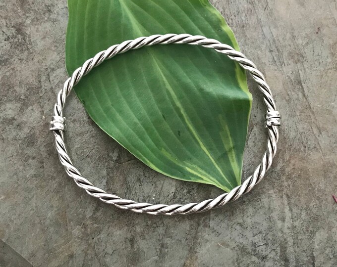 Sterling Silver Oval Rope Twisted Bangle Bracelet