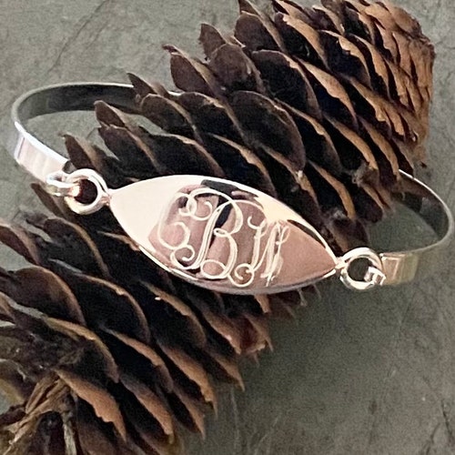 Sterling Silver Oval Monogrammed Initials Bracelet Etsy
