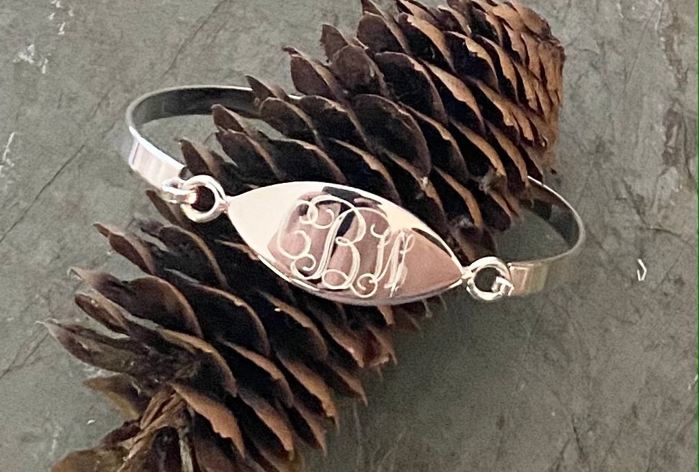 Personalized Monogram Cuff Bracelet Silver