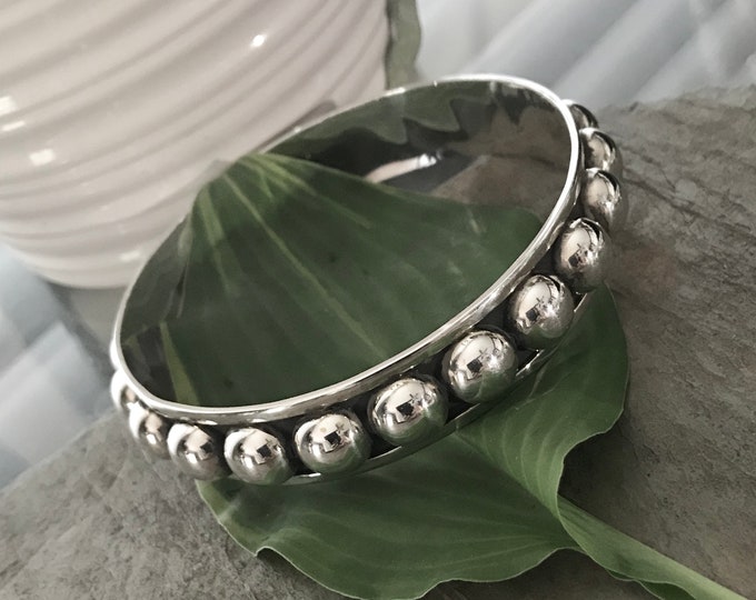 Sterling Silver Beaded Bangle Bracelet