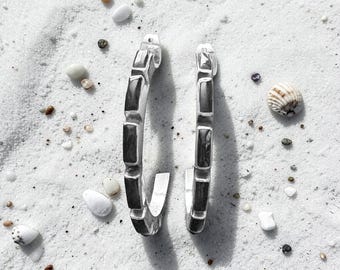 Black Onyx Hoop Earrings in Sterling Silver