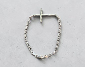 Sterling Silver Rollo Cross Link Bracelet