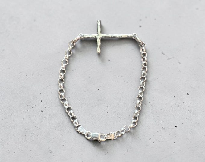 Sterling Silver Rollo Cross Link Bracelet