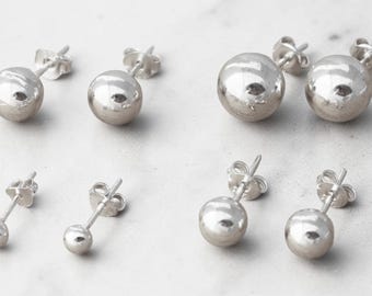Sterling Silver Ball Stud Earrings