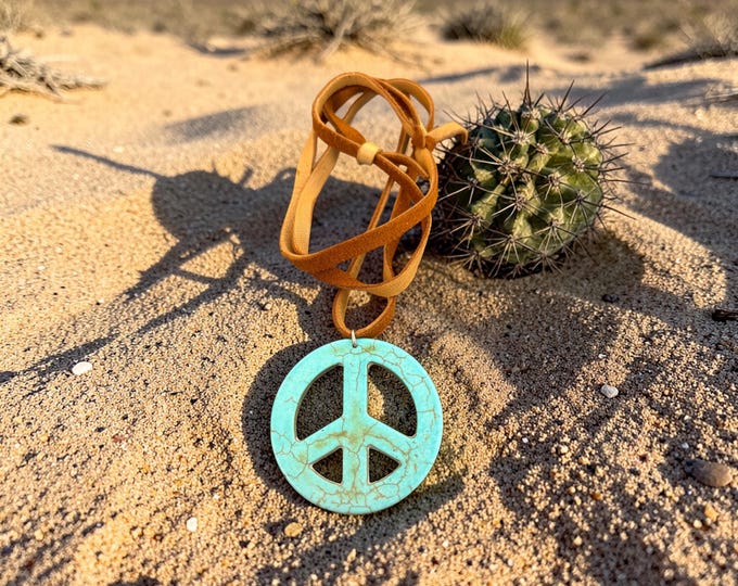 Turquoise Long adjustable Length Suede Necklace