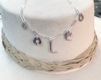 Sterling Silver Paperclip Chain With Southwestern Theme