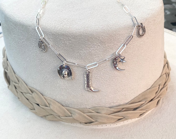 Sterling Silver Paperclip Chain With Southwestern Theme