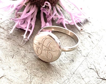 Sterling Silver Monogrammed Ring Round