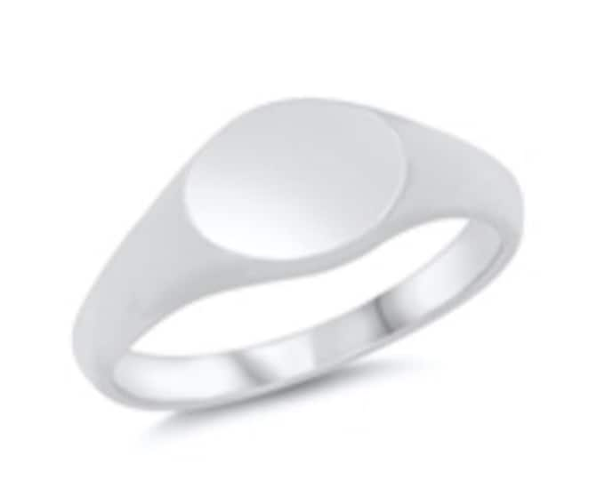 Sterling Silver Monogrammed Small Signet Ring Oval Oblong