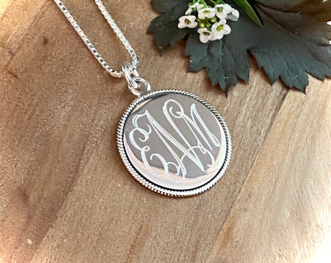 Sterling silver monogram necklace pendant best sale