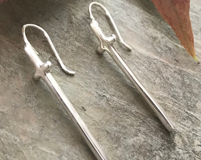 Long Cross Sterling Silver Earrings