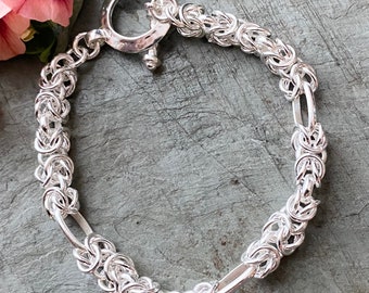 Sterling Silver Byzantine Link Bracelet
