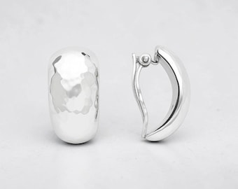 Hammered Clip-On Earrings in Sterling Silver