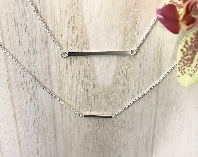 Sterling Silver Bar Necklace (2 Sizes)