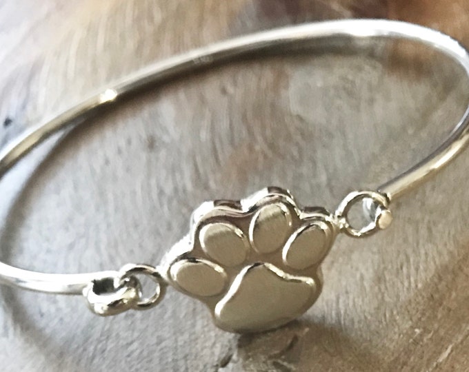 Sterling Silver Paw Bangle Bracelet