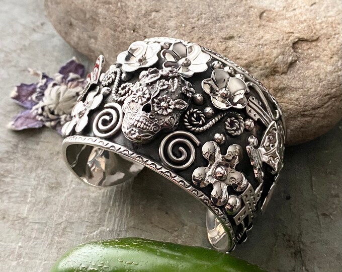 Sterling Silver Skull Cuff Bracelet