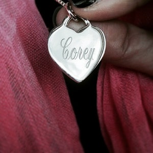 Monogrammed Sterling Silver Heart Pendant Necklace with Chain