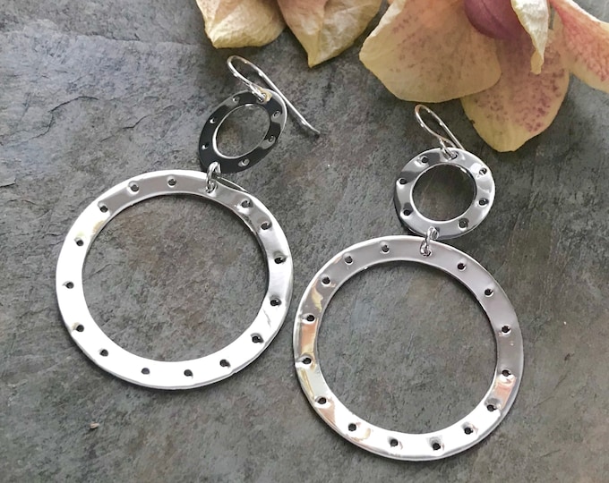 Large Circle Sterling Silver  Earrings