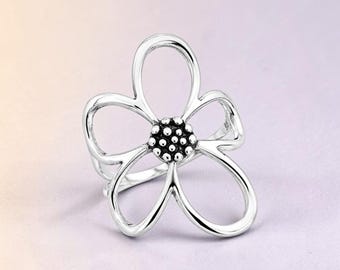 Sterling Silver Large Flower Ring