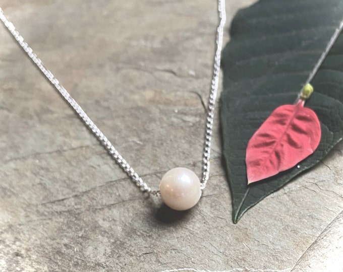 Single Pearl Necklace on Sterling Silver