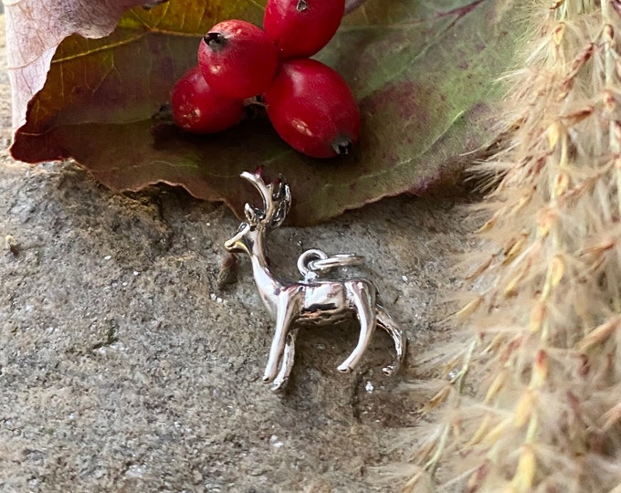 Sterling Silver Deer Buck Charm Pendant