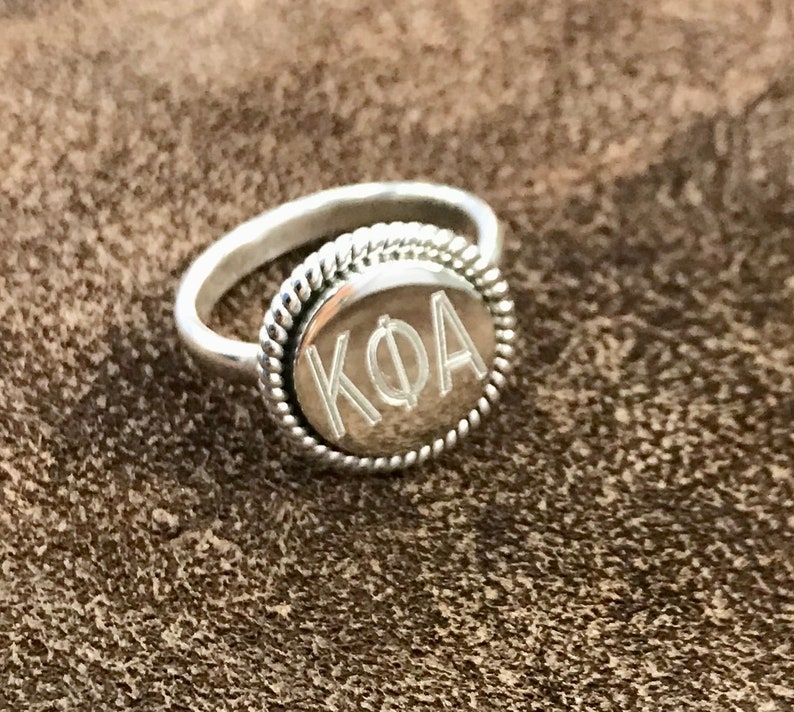 Sterling Silver Monogrammed Ring Round with Rope Edge image 4