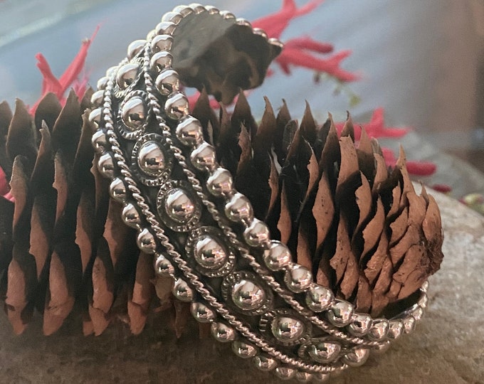 Sterling Silver Beaded Cuff Bracelet