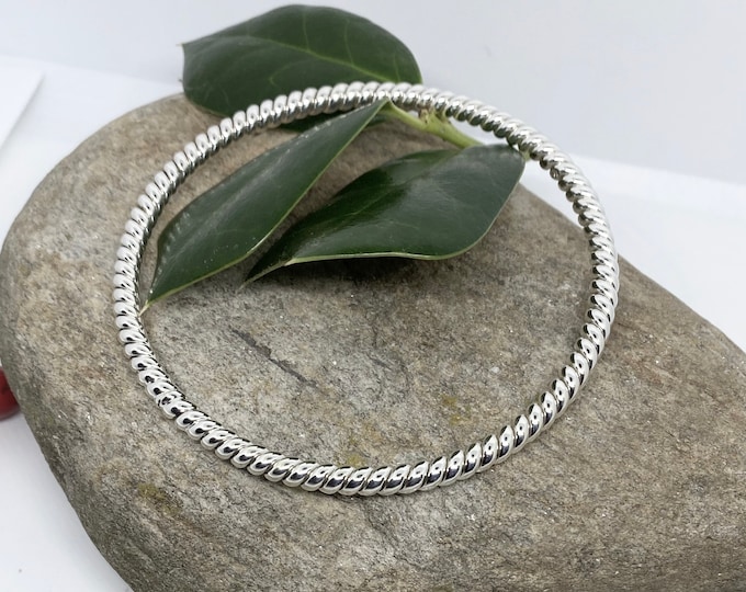 Sterling Silver Rope Twist Bangle Bracelet