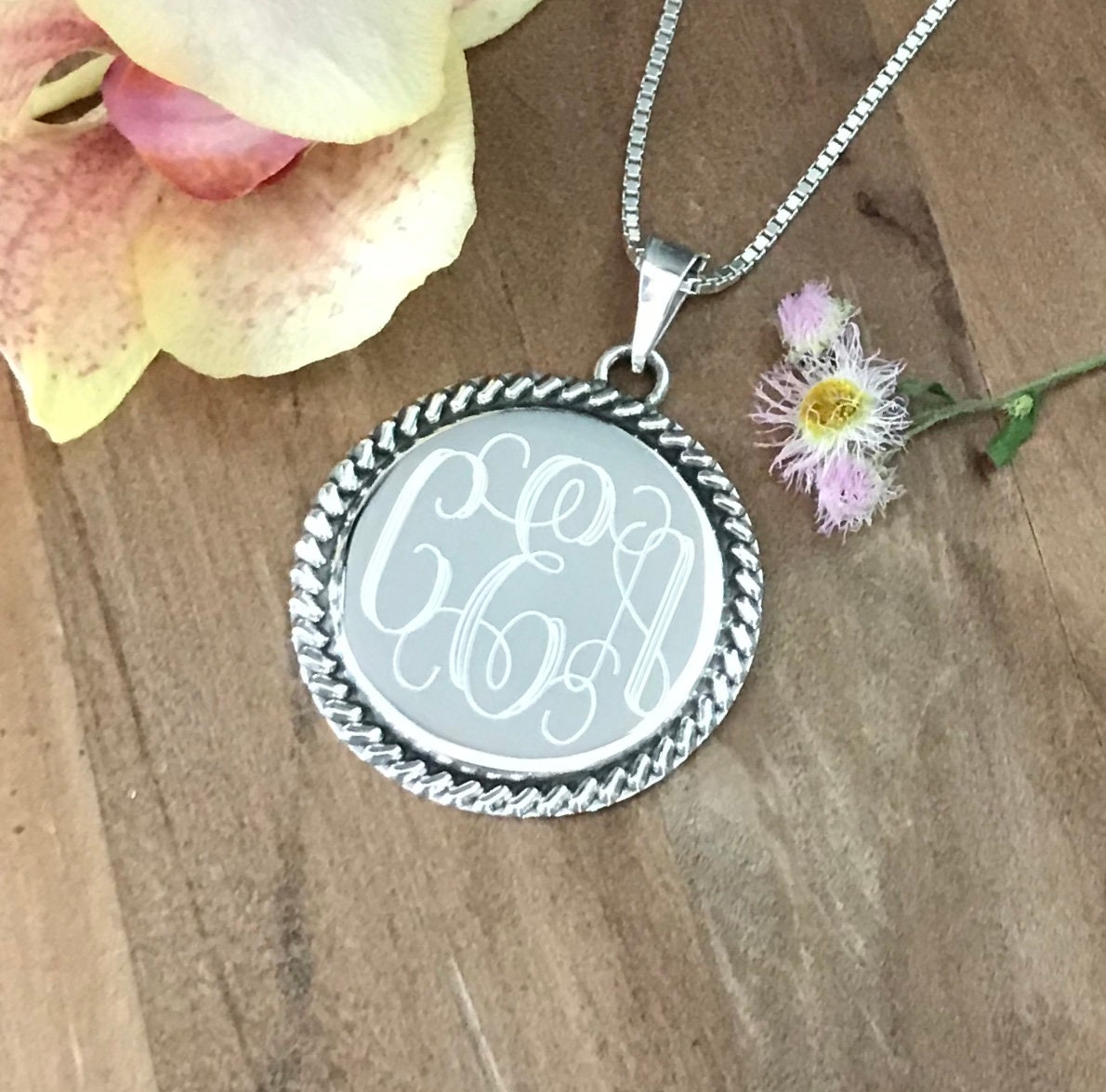 Monogrammed Necklaces - Smith Wright and Company Sterling Silver 925