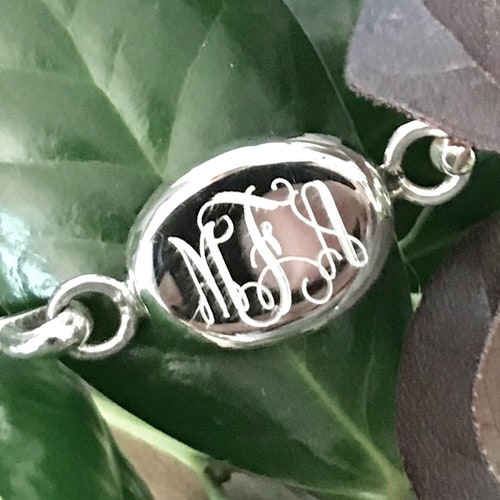 Sterling Silver Monogram Bracelet Round With Rope Edge Etsy