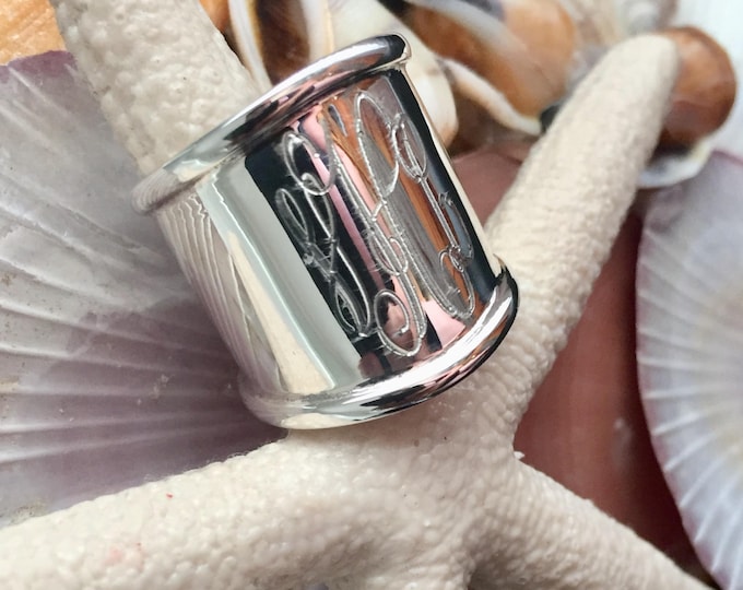 Sterling Silver Monogrammed Cigar Band Ring