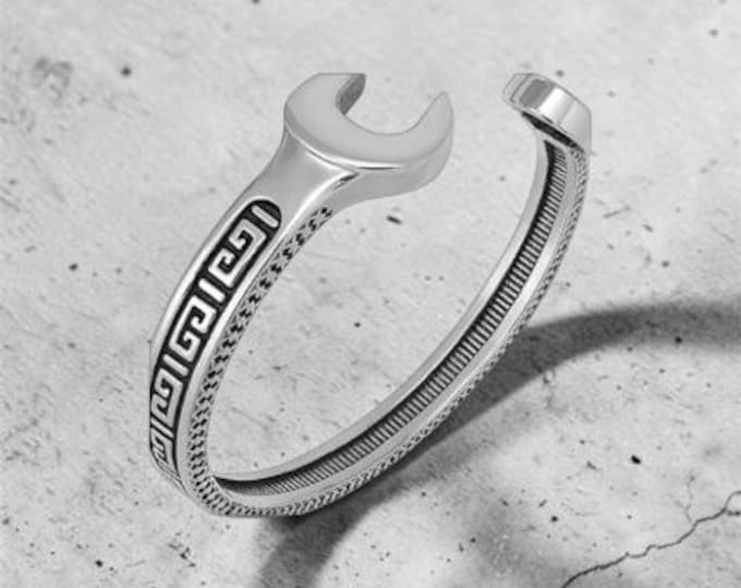 Sterling Silver 925 Wrench Cuff Bracelet