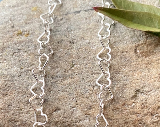 Sterling Silver Heart Link Anklet