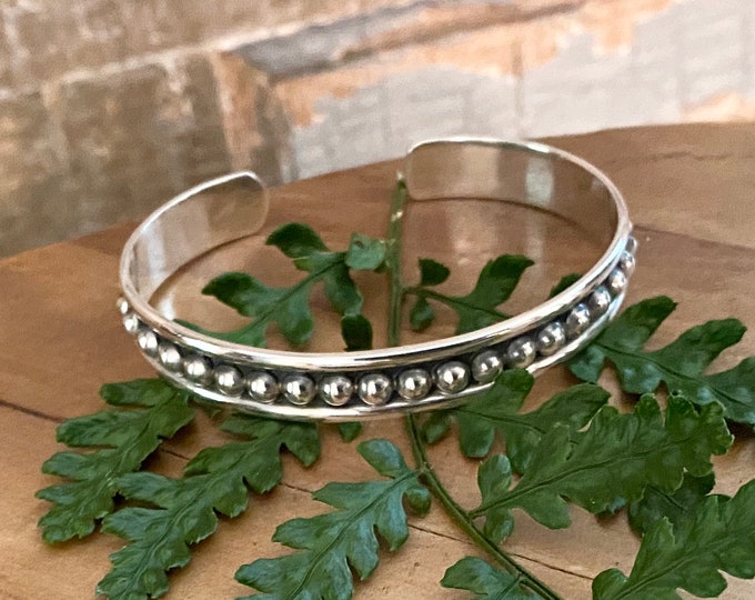 Sterling Silver Beaded Cuff Bracelet